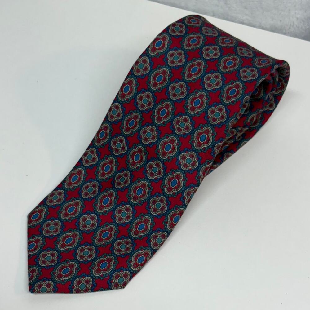 Givenchy Neck‎ Tie Made In Italy Silk Print Red Classic Corpcore Office Abstract